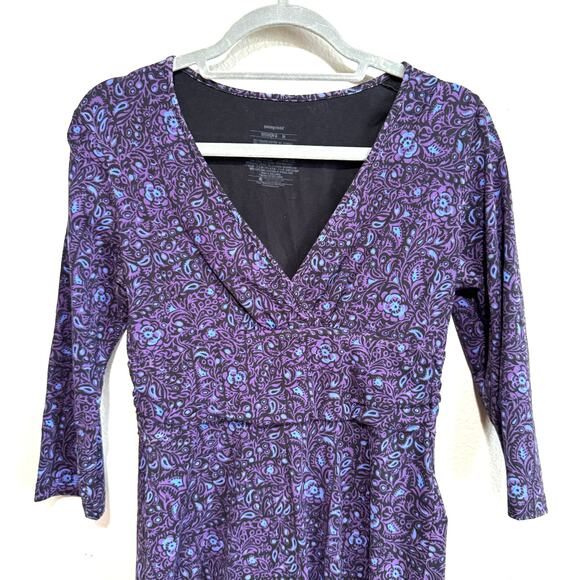 Patagonia Margot Dress Long Sleeve Purple Print Stretch Travel Size M - Picture 4 of 7